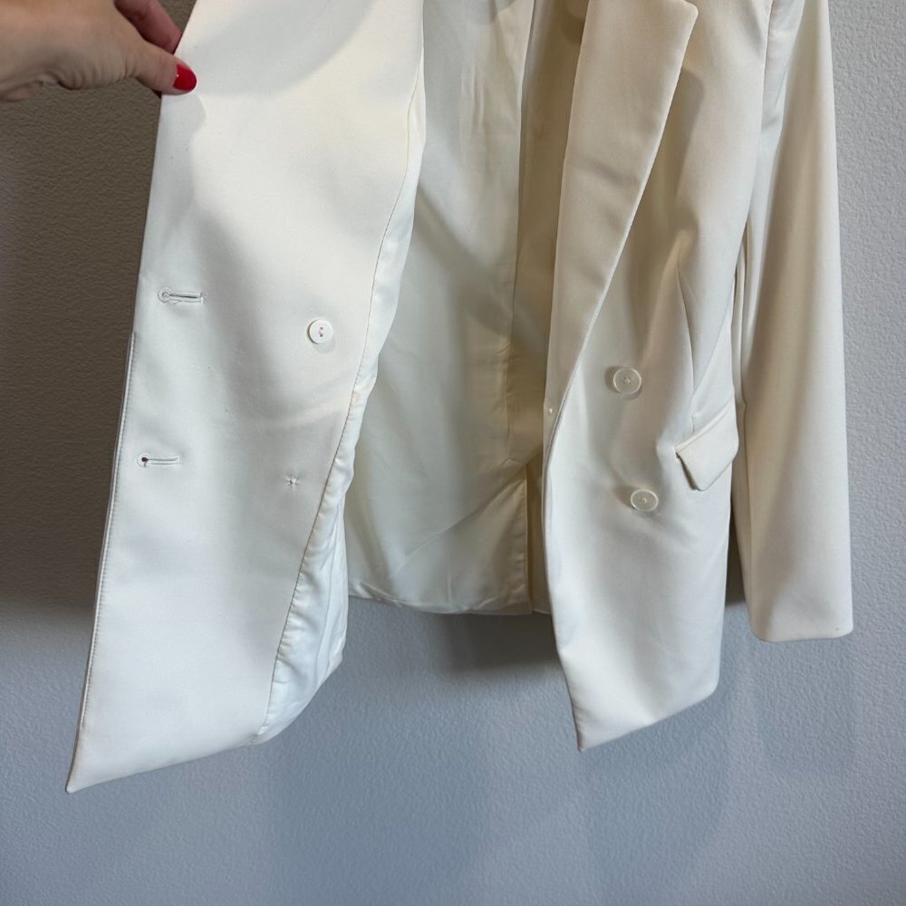 Express Cream Supersoft Double Knit Oversized Boyfriend Blazer Jacket - Picture 5 of 6